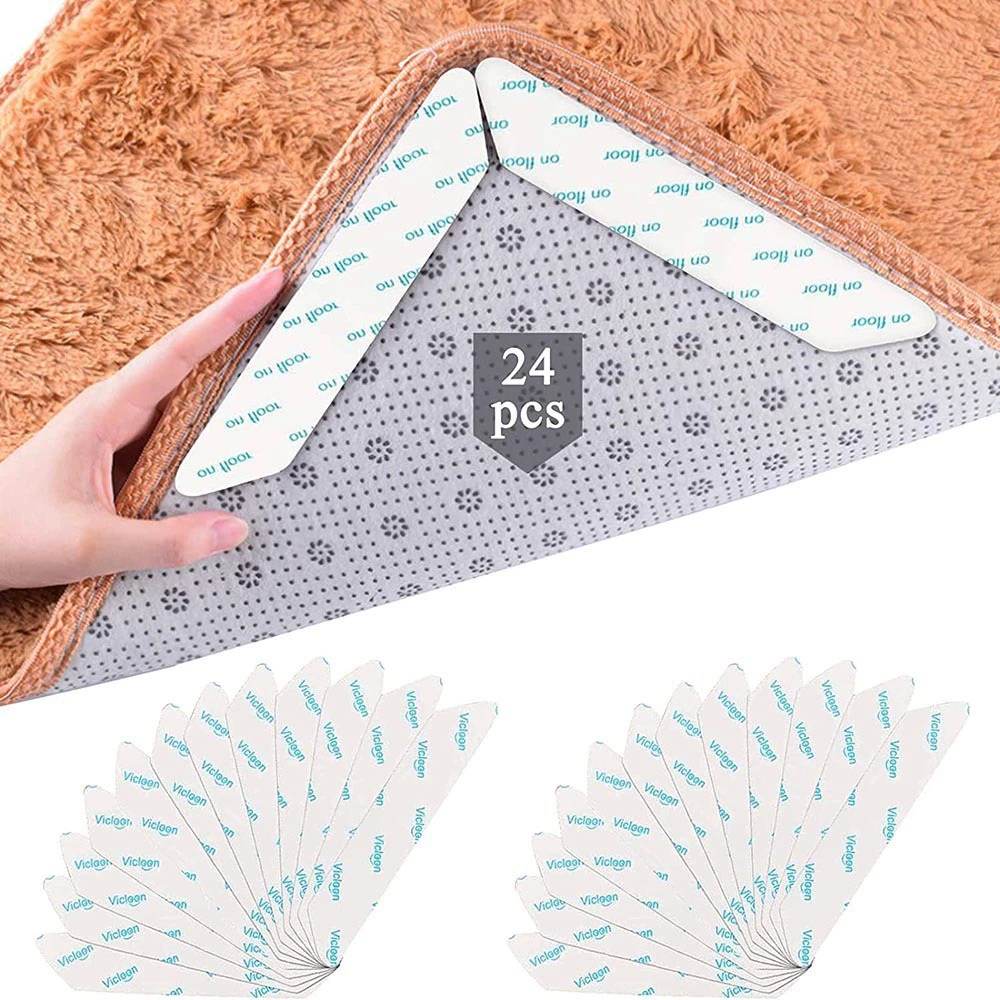Белые трапециевидные Нескользящие наклейки на ковры, моющиеся многократно используемые наклейки на ковры