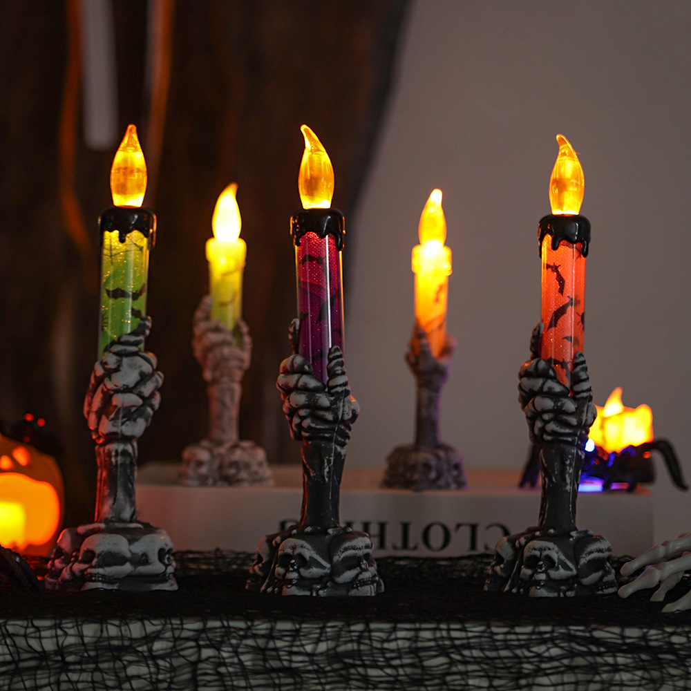 Luces decorativas de Halloween lugar del partido diseño accesorios cráneo fantasma de mano luz de la vela LED electrónico Luz de calabaza