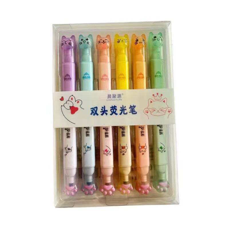 Resaltador creativo, protección ocular, diseño de garra de gato, marca estudiantil