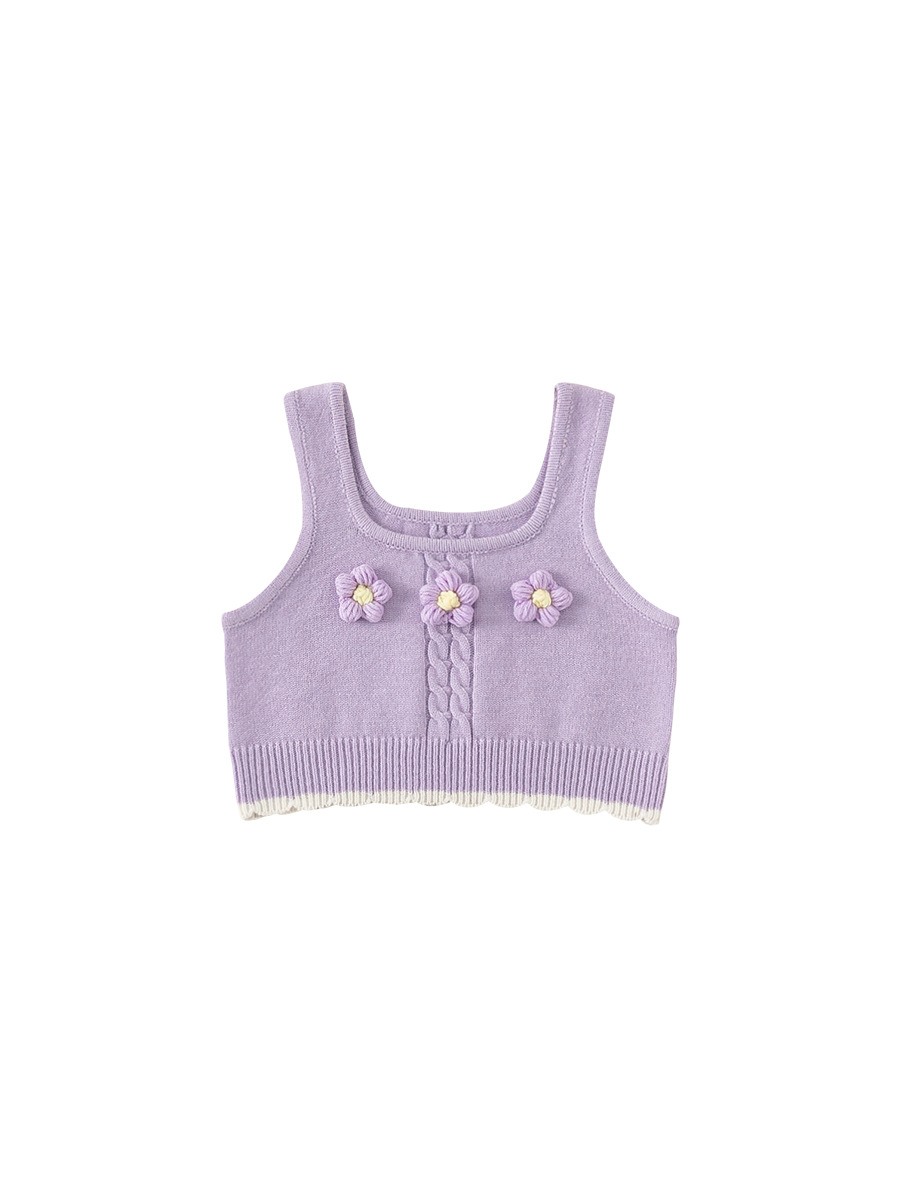 Youbao Ropa para niños Chaleco de punto para niñas 2025 Primavera Nuevo estilo Camisola para niños Chaleco de flores de estilo occidental Chaleco