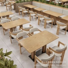 实木餐桌桌椅主题餐厅靠墙卡座沙发餐饮饭店奶茶日料店咖啡西餐厅
