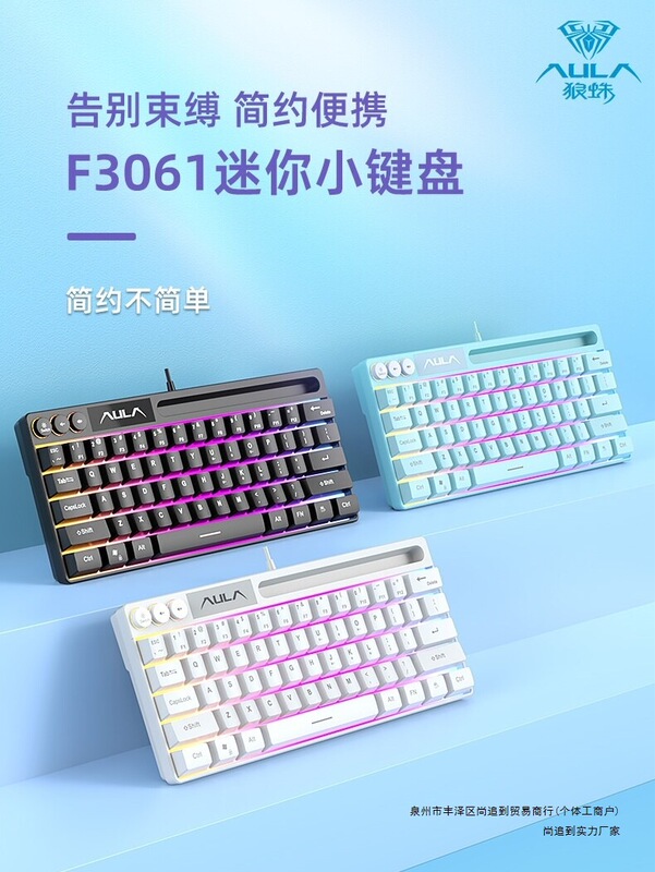 Wolf Spider F3061 Gaming Keyboard Small Mini Wired Silent Laptop External Office Keyboard Wolf Spider F3061 Gaming Keyboard Small Mini Wired Silent Laptop External Office Keyboard