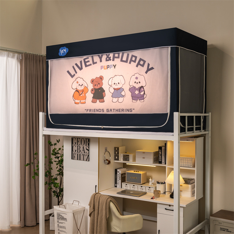 Nuevo tipo de instalación gratuita dormitorio de estudiantes cama individual mosquitera anti-mosquitos 2025 nueva cama superior e inferior dormitorio para bebés anti-caída