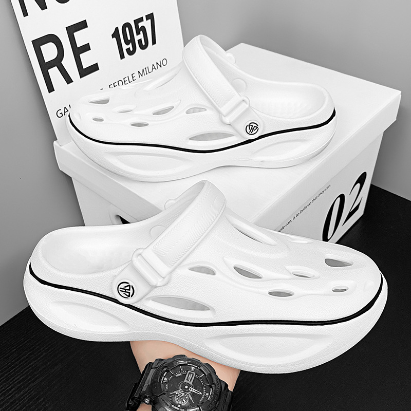 2024 verano nuevo calzado de agujero al aire libre tendencia versátil suela gruesa zapatillas de playa transpirables