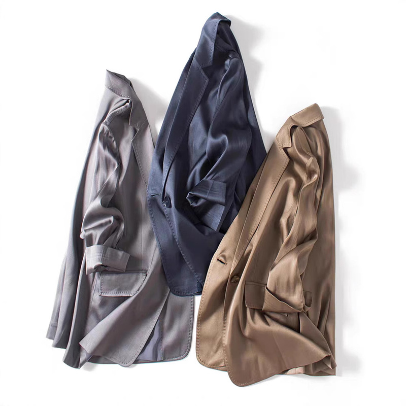 High-end 40 m Sand Wash Light Luxury Heavy Silk Matte Suit Jacket One Button Slim-fit Suit Women's Clothing