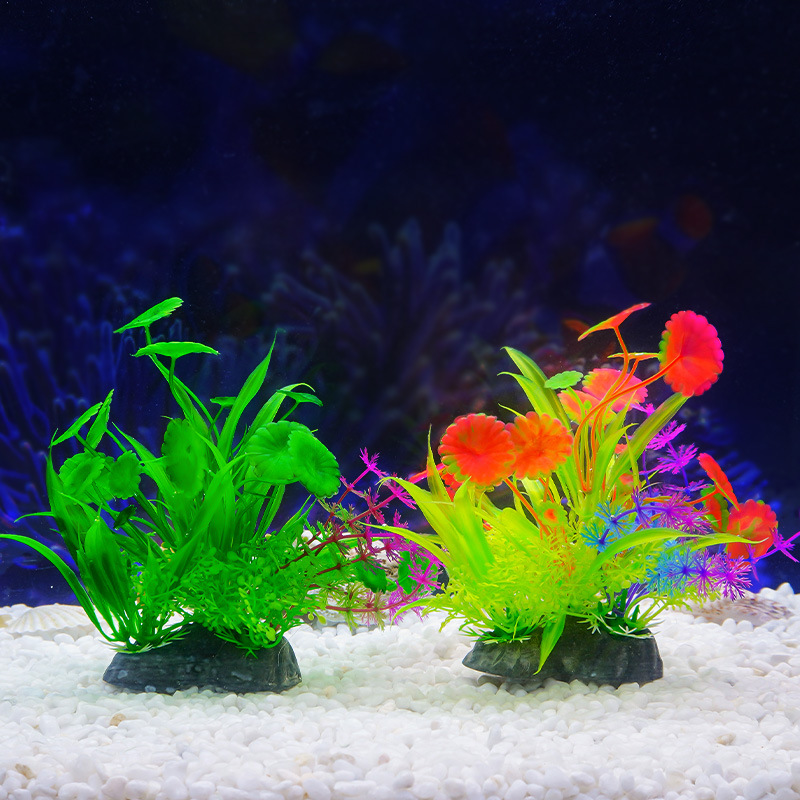 Paisajismo de peceras, flores y plantas de plástico, decoración de micropaisaje, césped de agua falso, acuario, fabricante de origen de pajar de simulación