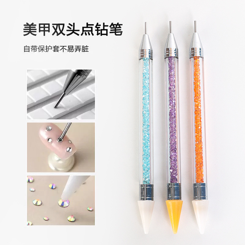 Manicura pluma de taladro de doble cabeza manicura pluma de silicona pluma de fototerapia herramienta de manicura pluma de pintura pluma extraíble pluma de taladro pegajoso