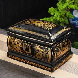陶瓷骨灰盒寿盒随葬骨灰坛罐防潮盒存放架男女通用小棺材殡葬用品