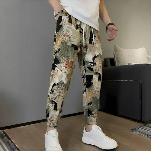 Summer men's new autumn flowy trendy casual pants, fashionable and versatile loose ankle style stylish harlon