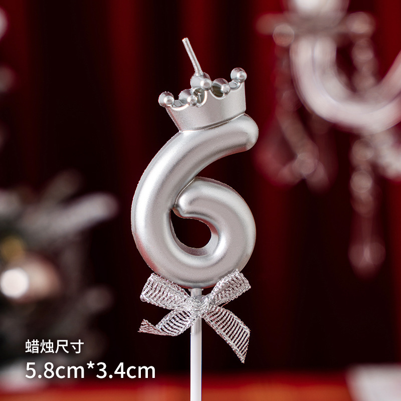 Rojo en línea creativo corona arco digital vela decoración de la torta de cumpleaños plug-in de fiesta de cumpleaños de vestir