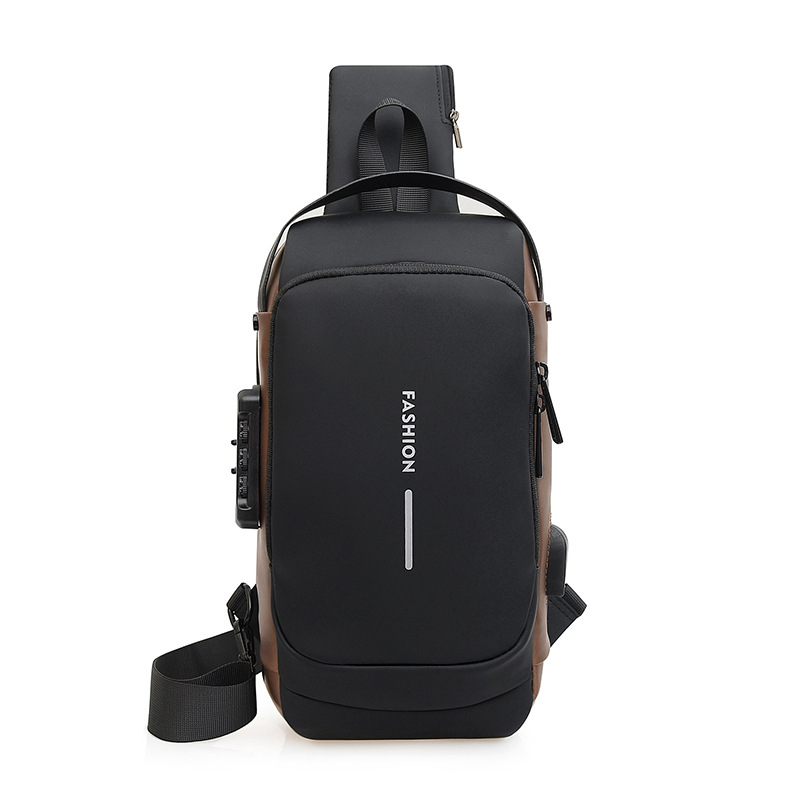 Nuevo bolso de hombre de moda bolso de pecho de hombre bolso de locomotiva de bloqueo de contraseña de gran capacidad bolso de hombro deportivo antirrobo