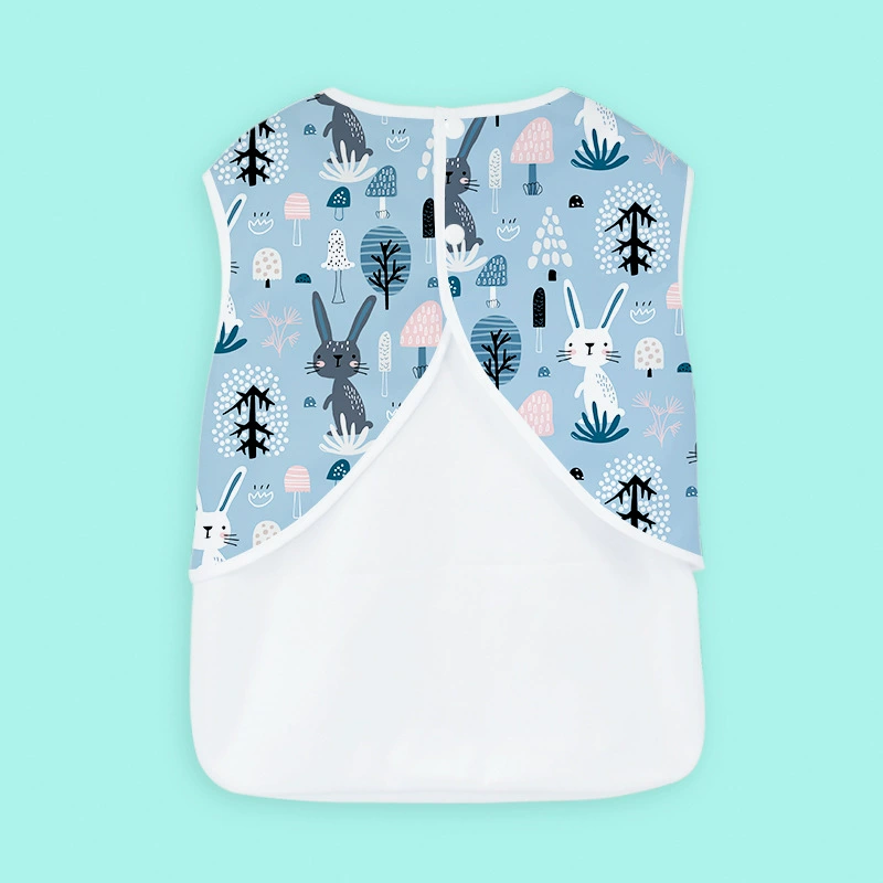 Children's waterproof bib, long-sleeve, apron for food, with ties on the back