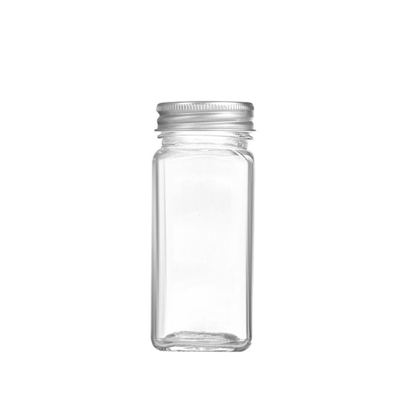 Botella de almacenamiento de cocina con cubierta de la lata de especias de vidrio, botella de sellado de cuatro piezas, botella de distribución de comino