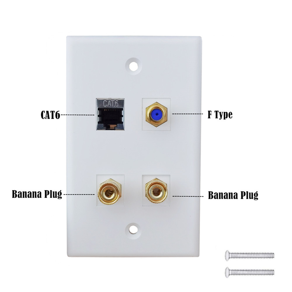 多口美式面板115*70mm墙插壁插电视F头CAT6网络高清HDMI音箱头