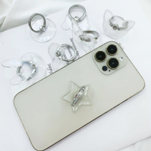 水晶片折叠支架金属环手机支架PC亚克力 透明钻石指环扣手机支架
