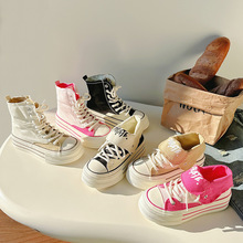 蓓尔一鞋两穿板鞋子多巴胺高帮帆布鞋女20254新款百搭学生韩版鞋