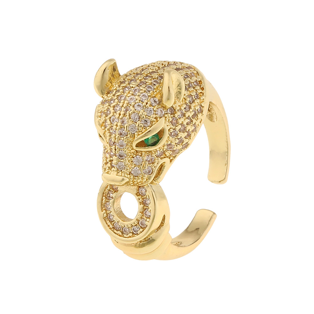 Fashion Lucky Eye Leopard Copper Inlaid Zircon Rings Wholesale display picture 6