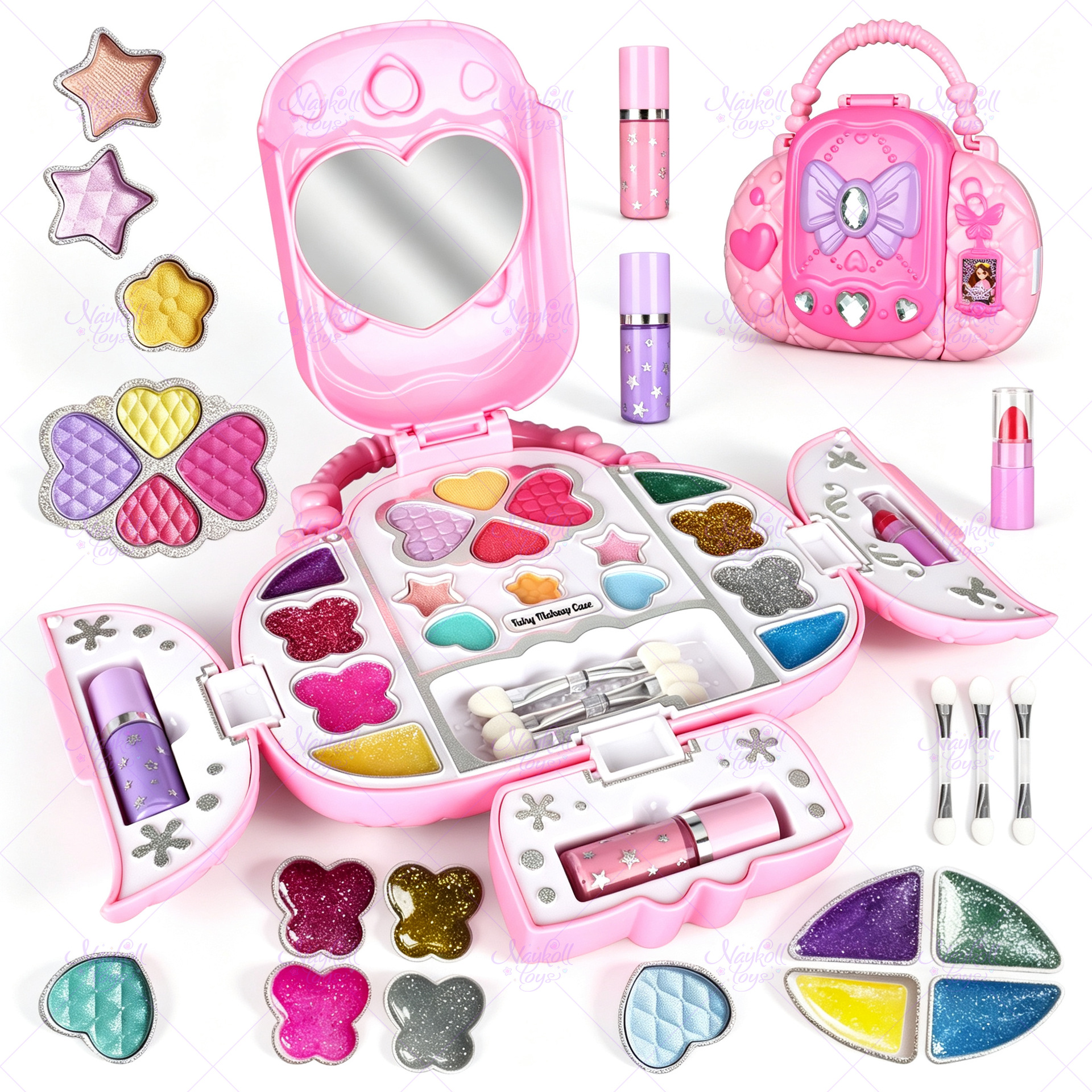 Cross-border children's toy, a realistic makeup set for girls, with a mirror, washable, princess-themed cosmetics, for role-playing games, ages 3-6