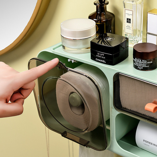 Face towel storage box wall-mounted disposable face towel storage rack bathroom facial tissue hair dryer storage rack