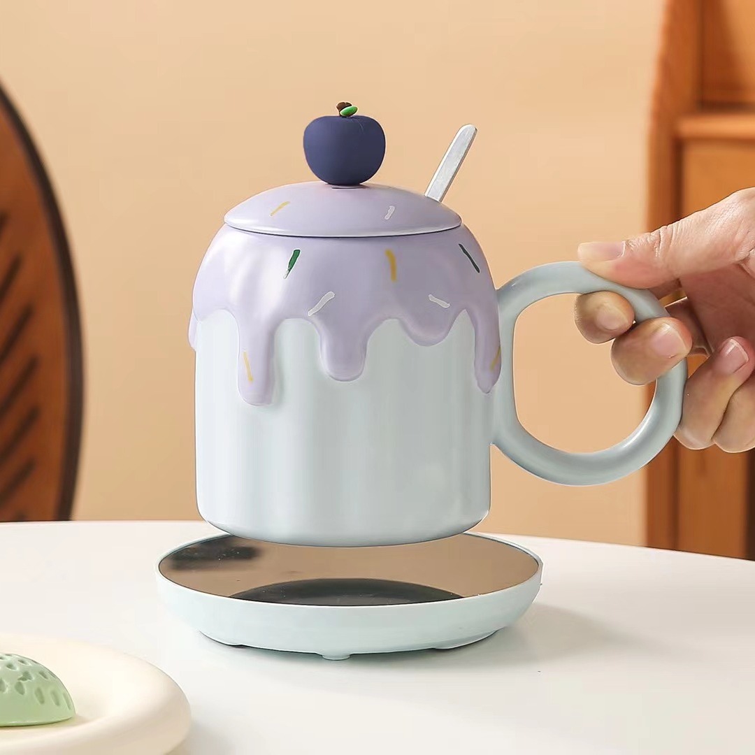 Personalidad creativa taza de frutas termostática de cerámica regalo de mano para chicas taza caliente juego de taza en relieve taza de alto valor facial