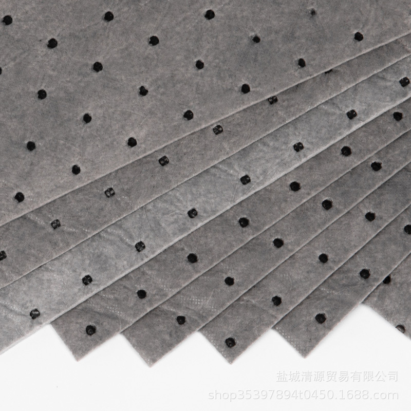 工厂直供工业吸液棉灰色通用型吸油片强力吸附油液酸化学品吸酸棉