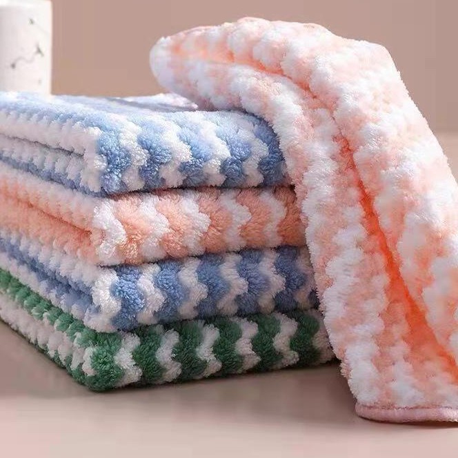 De doble cara de color catiónico absorbente de la ondulación del agua de la raya del trapo de aceite antiadherente paño de plato absorbente paño de plato fábrica al por mayor