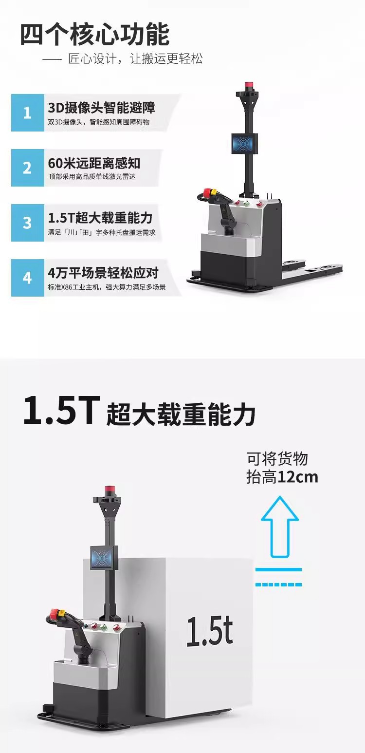 2-ton fully automatic electric hydraulic lifting stacker for industrial handling, large cargo handling electric forklift Specification drawing