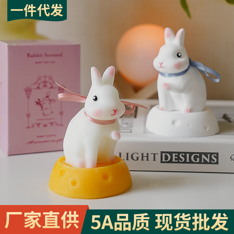 Regalos creativos del Festival del Medio Otoño de alta calidad perfumados adornos de banda magnética atmósfera hecha a mano conejo de la luna con frasco de banana