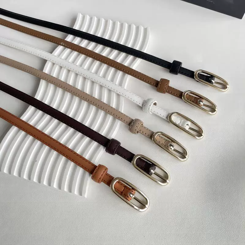 新款高级感牛皮细腰带女百搭装饰 可调节束腰皮带女百搭搭连衣裙