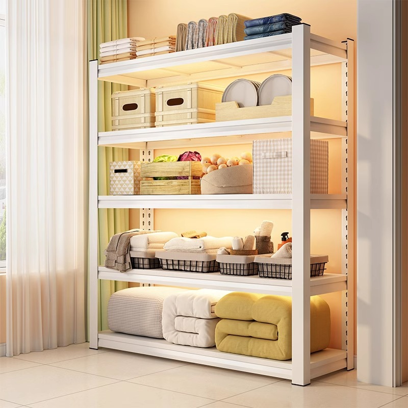 White shelf through column shelf warehouse multi-layer storage warehousing supermarket display rack iron shelf home balcony rack