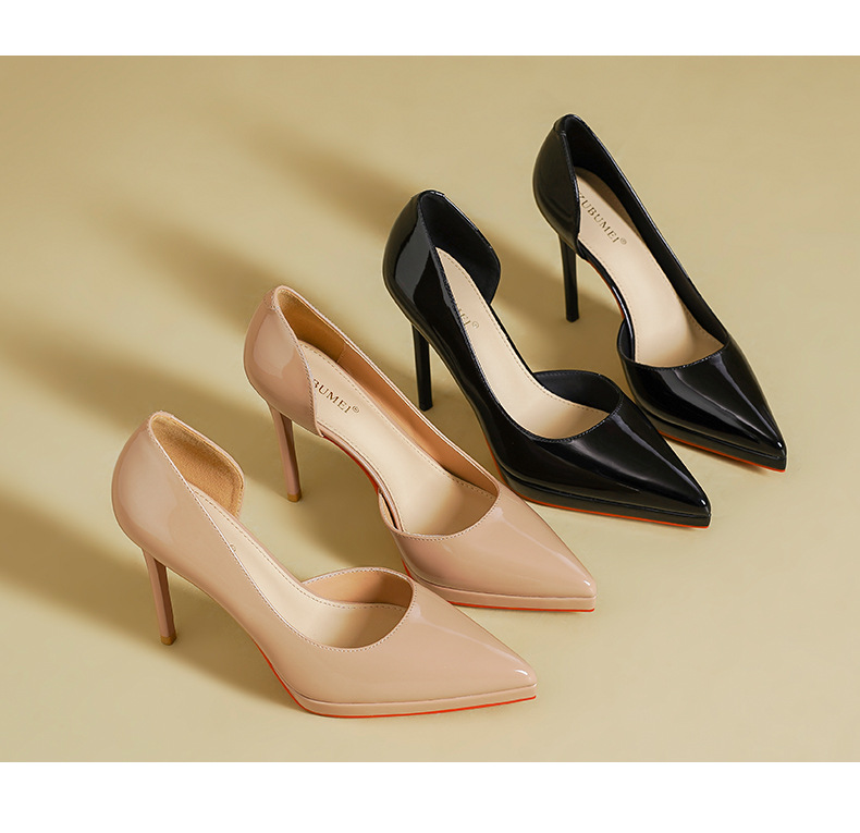 Sandal cao gót nữ mũi nhọn gót nhọn đế chống thấm nước — Màu đen chi tiết 11