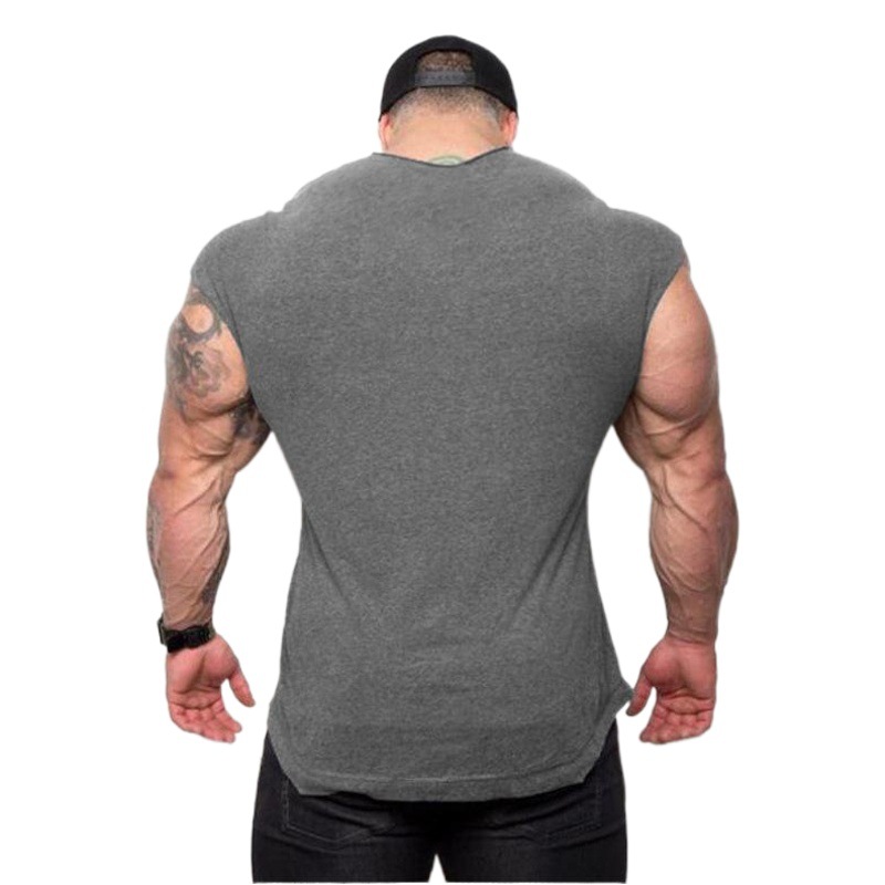 Muscle fitness color sólido vacío algodón Chaleco de los hombres deportes entrenamiento Delgado chaleco sin mangas