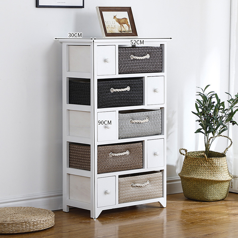 Armario de almacenamiento americano transfronterizo, cajón de madera, almacenamiento de ropa de juguete, mesita de noche, armario de almacenamiento pastoral coreano