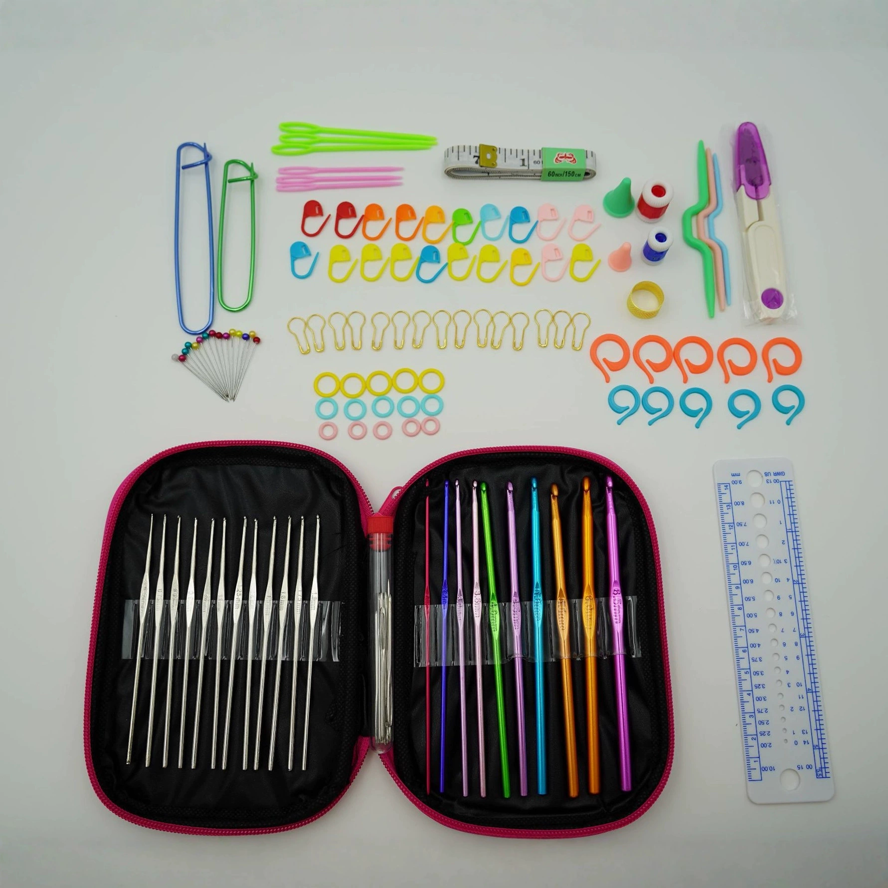 Полный набор инструментов для вязания крючком, пряжа для рукоделия, большой набор материалов для домашнего использования, крючок для вязания