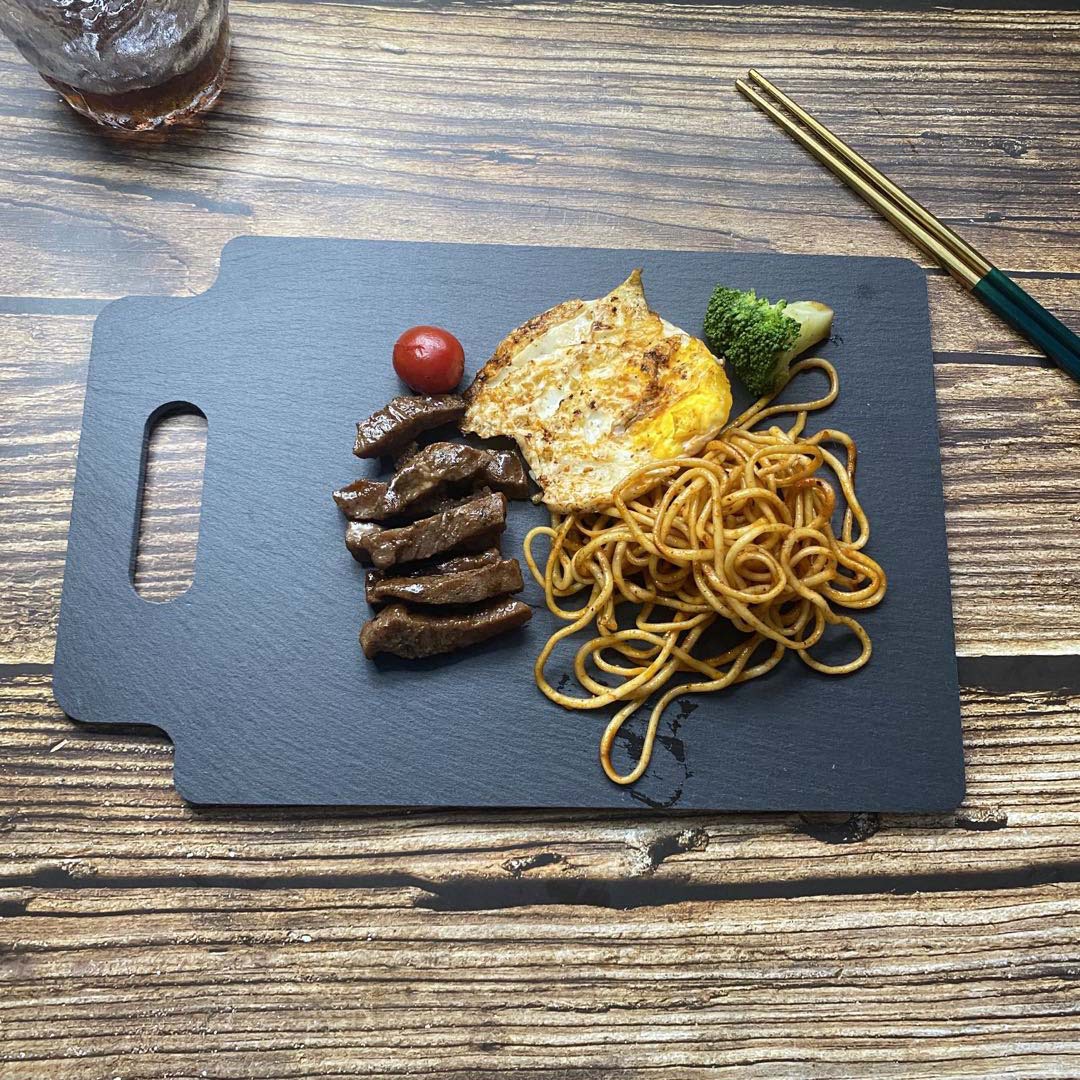 Vajilla creativa de estilo japonés Restaurante occidental Placa de roca Placa rectangular de pizarra negra Placa de sushi Placa oscilante Placa de pizarra