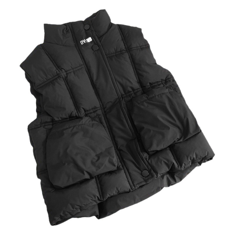 Ropa para niños chal de algodón grueso mediano y grande color sólido para niños cálido abrigo coreano Otoño e Invierno Chaleco de algodón invierno para niños marrón