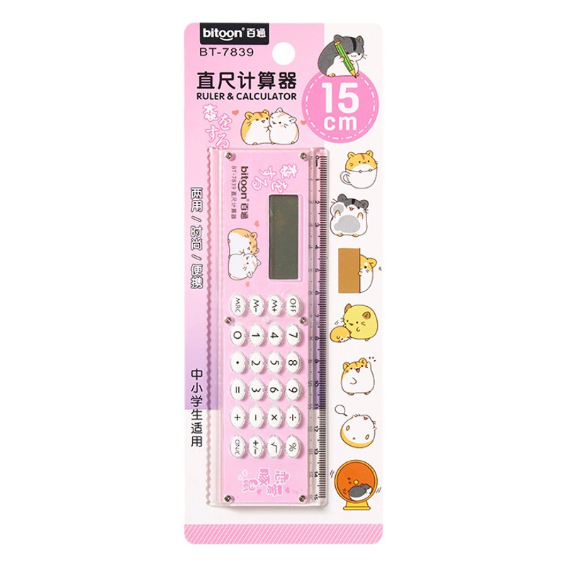 Baitong 7839 линейный калькулятор мини-мультфильм милый подарок с линейкой компьютера
