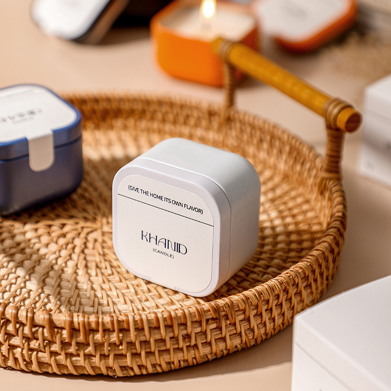 KHANID olla cuadrada hojalata aromaterapia vela transfronteriza soja aceite esencial fragancia casa propuesta regalo de la mano creativa