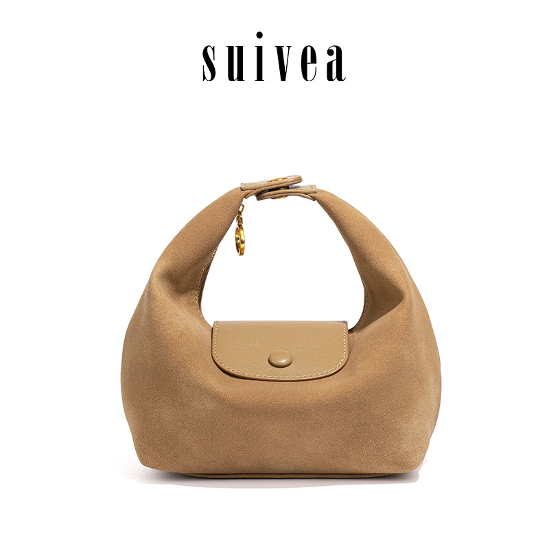 Manufacturer Wholesale Cross-Border Direct Supply Retro Suede Dragon-Patterned Handbag Lunch Box Dumpling Bag High-End Shoulder Underarm Bag