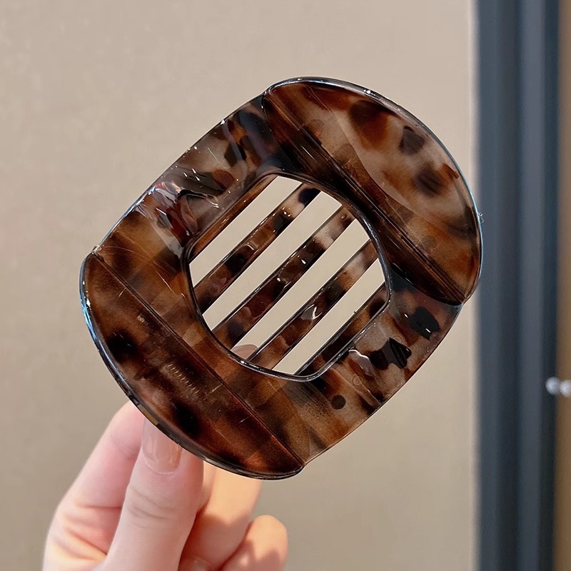 Curry leopardo patrón de pato clip clip de cabello de cabeza detrás clip de cabello de alta calidad mujer clip de cabello de moda temperamento clip tocado