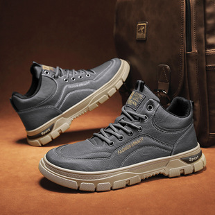 2023 autumn and winter new mid-top Microfiber leather Martin boots thick bottom outdoor tooling casual Chelsea leather shoes men's shoes