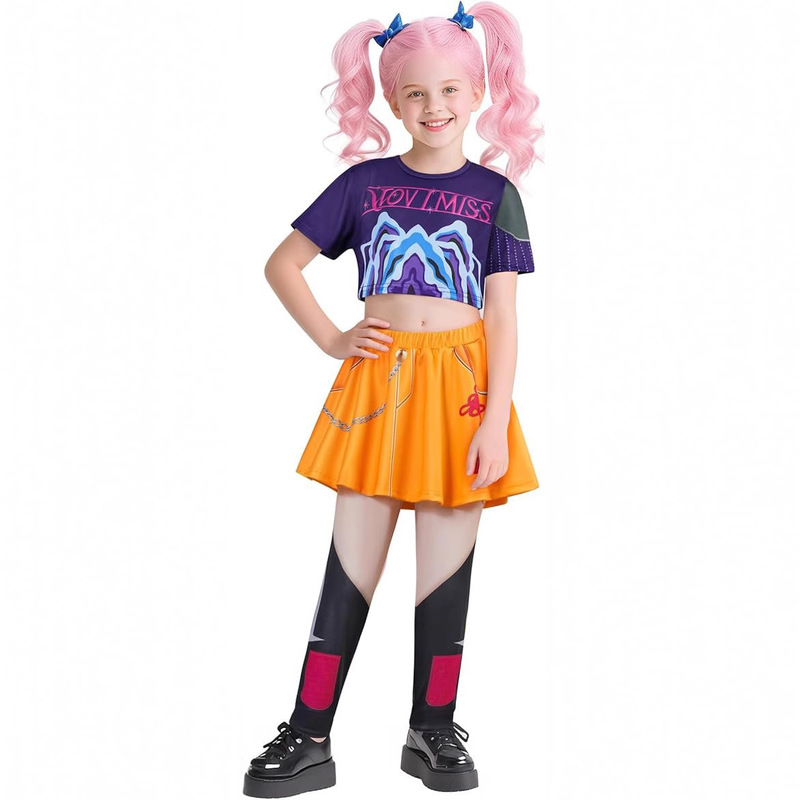 跨境欧美新款女孩恶魔猎人流行歌手万圣节服装装扮舞台套装服装|undefined
