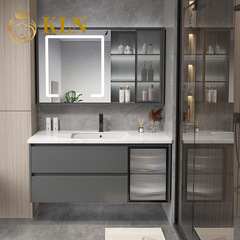Slate bathroom cabinet combination minimalist smart mirror cabinet approach sensor simple washbasin Jinbaisheng bathroom 8028