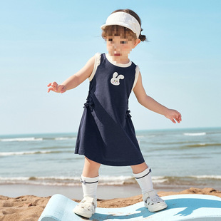 Girls Dress Baby Skirt Polo Vest Dress 2025 New Summer Dress Fashionable and Sweet
