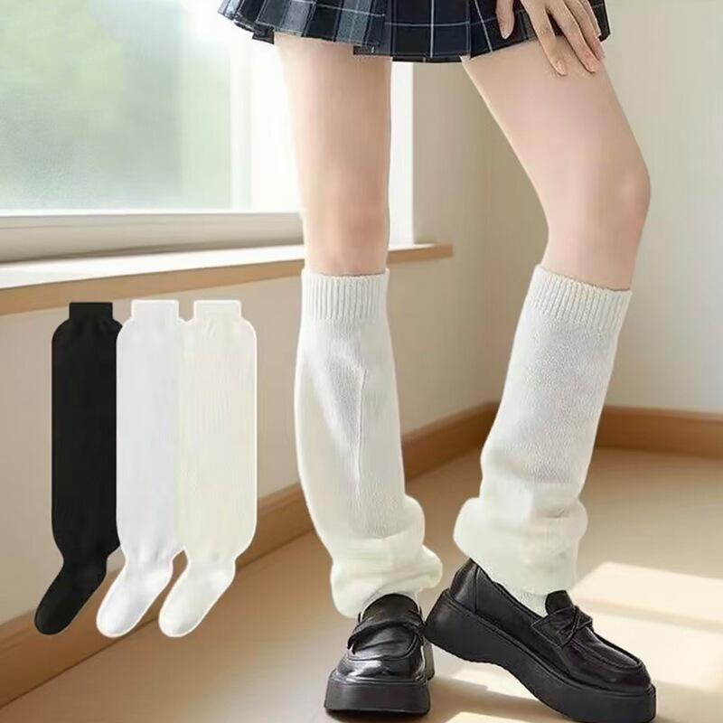 Women's Cream-Style Slouch Socks Japanese College Style Wide Elephant Socks Bubble Socks Jk Knit Footed Long Socks