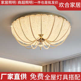 法式卧室吸顶灯珍珠南瓜灯轻奢亚克力灯具全光谱护眼灯房间吸顶灯