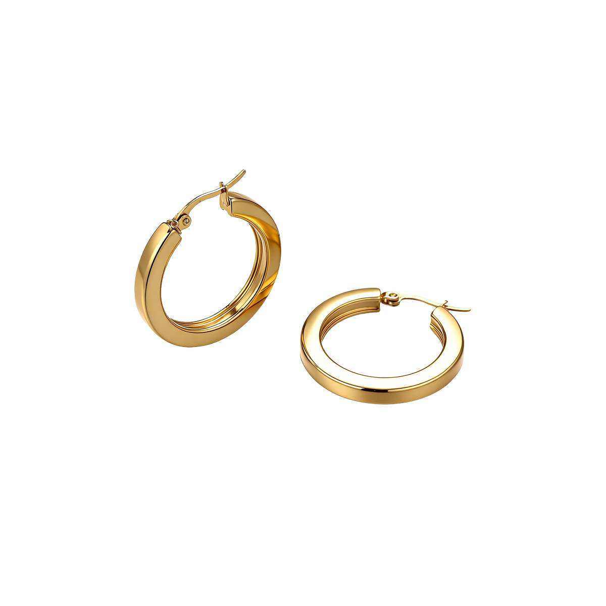 Taina europa y americana de acero inoxidable anillo de acero de titanio 18K diseño chapado en oro simple pernos de orejas joyerías transfronterizas venta caliente