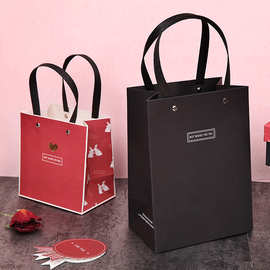 方森园砖红色简约礼品袋酒红色兔子包装袋商务礼物袋服饰袋纸袋