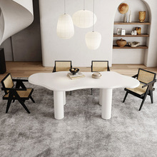 侘寂风日式实木不规则异形大餐桌北欧原木创意设计餐厅桌子工作台