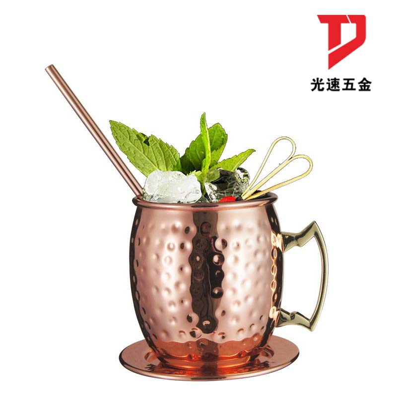 En stock Punto de martillo de acero inoxidable Copa de mula de Moscú barra europea y americana copa de cóctel de metal vaso de cerveza taza de cobre